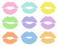 Set lips silhouettes colorful vector illustration